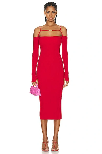 Jacquemus La Dressing Gown Sierra Midi Dress In Red