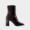 CAREL DONNA ANKLE BOOTS - CAREL - PATENT LEATHER - BROWN/BLACK
