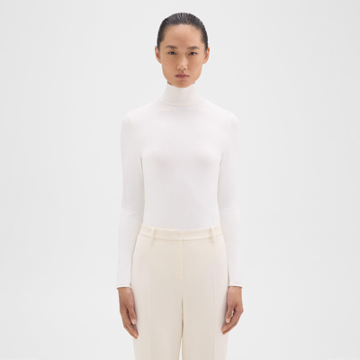Theory Turtleneck Bodysuit In Motion Jersey In Ivory