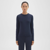 Theory Tiny Long-sleeve Tee In Organic Cotton In Nocturne Navy