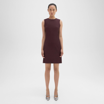 Theory Sleeveless Fitted Dress In Good Wool In Malbec
