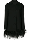 BOUTIQUE MOSCHINO FEATHER TRIM COAT,A0613611512143060