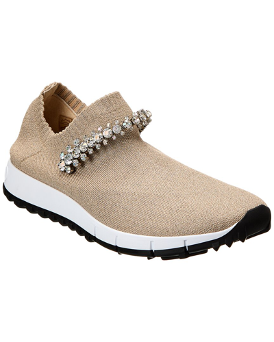 Jimmy Choo Women's Verona Crystal-embellished Metallic-knit Sneaker In Beige