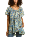 Free People Kauai Print Tunic Top In Black