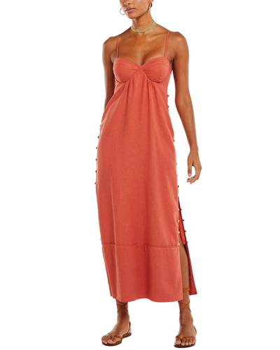 Vix Solid Iris Linen-blend Dress In Orange