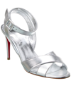 Christian Louboutin Mariza Metallic Crisscross Red Sole Sandals In Silver