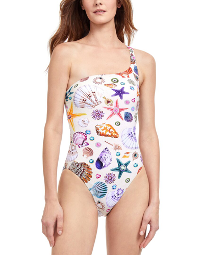 Gottex One Shoulder Printed One Piece Swimsuit In Multi Sand