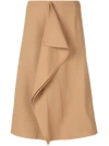 MARNI MARNI ASYMMETRIC FRILL PENCIL SKIRT - BROWN,GOMAZ13A00TCV1612149219