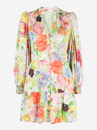 Alice And Olivia Floral-print Shirt Dress In Multicolor
