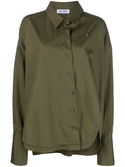 Attico Asymmetric Long-sleeve Shirt In Green