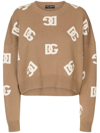 Dolce & Gabbana Dg Monogram Virgin Wool Jumper In Brown