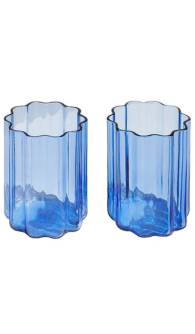Fazeek Set Of 2 Wave Glasses In Blue