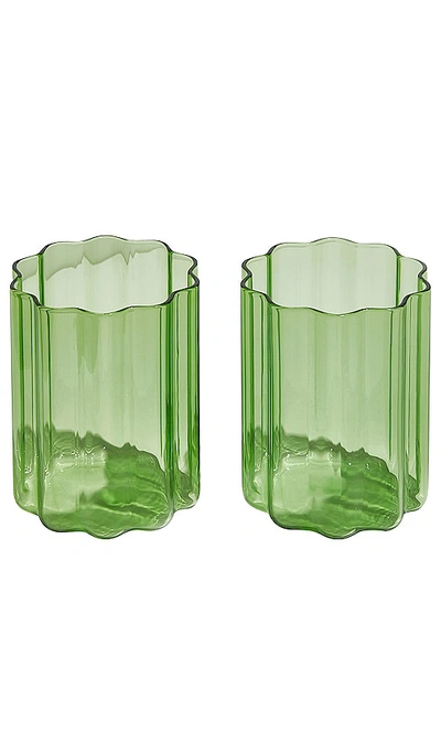 Fazeek Set Of 2 Wave Glasses In Green