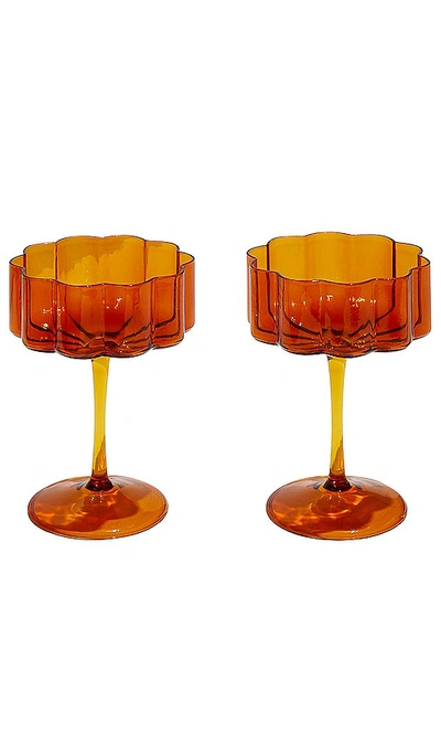 Fazeek Two Wave Coupe Glasses In Burnt Orange