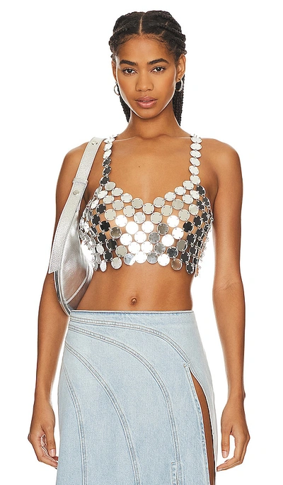 8 Other Reasons Disc Crop Top In Metallic Silver