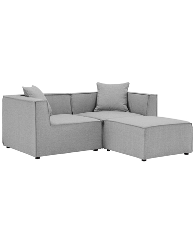 Modway Saybrook Outdoor Patio Upholstered Loveseat & Ottoman Set In Gray