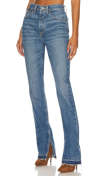 Re/done Jeans 70s High Rise Skinny Boot In Blue