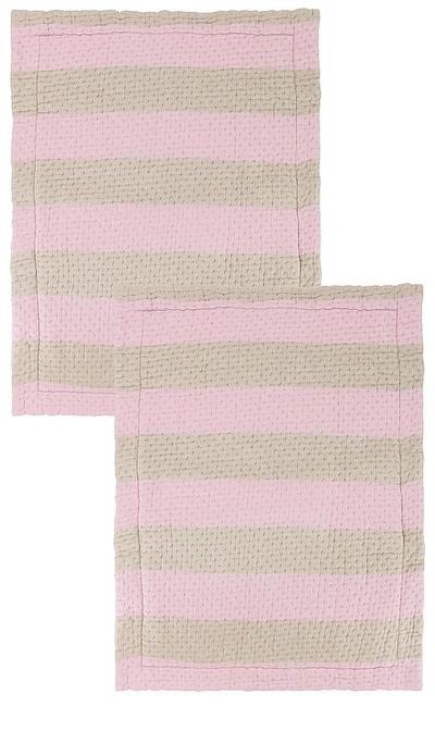 Dusen Dusen Stripe Standard Shams In Pink & Beige