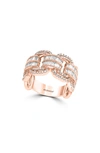 Effy 14k Rose Gold Baguette Cut Diamond Scalloped Band Ring In Rose Gold