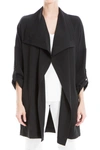 Max Studio Drape Collared Jacket In Black-black