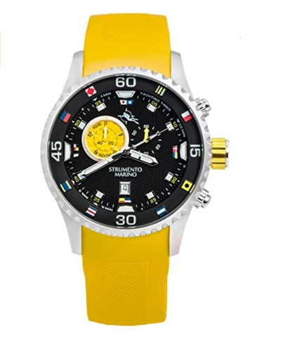 Pre-owned Strumento Marino Porto Cervo Chronograph Silicone Analog Dial Watch Yellow