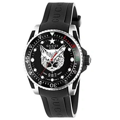 Pre-owned Gucci Ya136320 Men's Dive Black Quartz Watch
