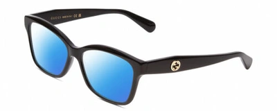 Pre-owned Black Gucci Gg0798o Womens Cateye Designer Polarized Sunglasses  Gold 55mm 4 Opt. In Blue Mirror Polar