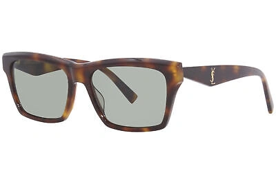 Pre-owned Saint Laurent Sl-m104/f 003 Sunglasses Women's Havana/green Square Shape 58mm