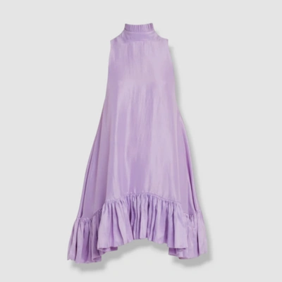 Pre-owned Azeeza $895  Women's Purple High-neck Sleeveless Silk Mini Dress Size Xs