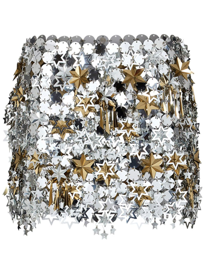 Rabanne Silver-tone Metal Star And Paillette Mini Skirt