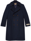 GUCCI LOGO-PATCH DOUBLE-BREASTED WOOL COAT