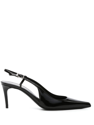 Saint Laurent Marilyn Patent-leather Slingback Pumps In Black