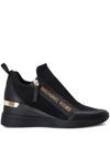 Michael Michael Kors Womens Black Willis Metallic Wedge Knitted Low-top Trainers In Schwarz