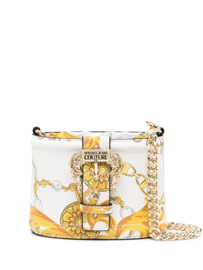 Versace Jeans Couture Chain Couture-print Bucket Bag In White