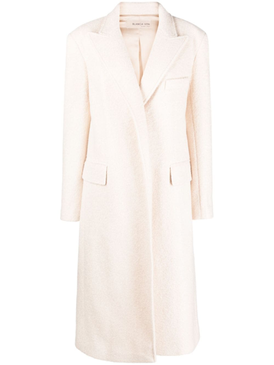 Blanca Vita Felted Single-breasted Long Coat In Neutrals