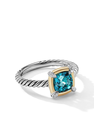 David Yurman 18kt Yellow Gold And Sterling Silver Petite Chatelaine® Topaz Ring In Silber