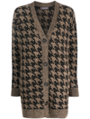 Lorena Antoniazzi Houndstooth-pattern Knitted Cardigan In Nude