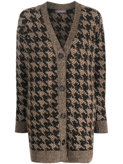 Lorena Antoniazzi Houndstooth-pattern Knitted Cardigan In Grey