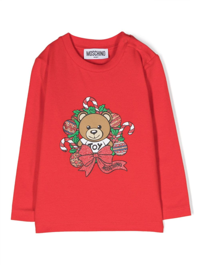 Moschino Babies' Teddy Bear Graphic-print Sweatshirt In 50109 Poppy Red