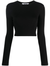 Msgm Cropped Black T-shirt In Schwarz