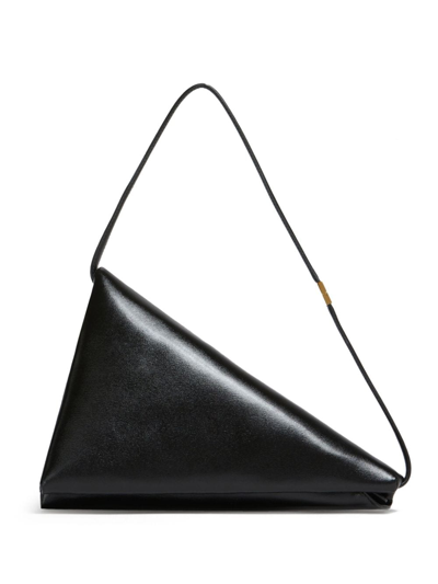 Marni Triangle Leather Shoulder Bag In Schwarz