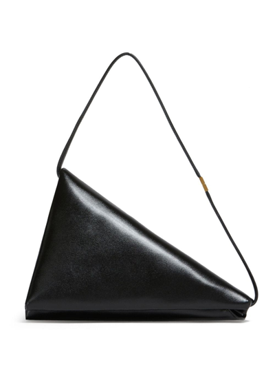 Marni Triangle Leather Shoulder Bag In Black