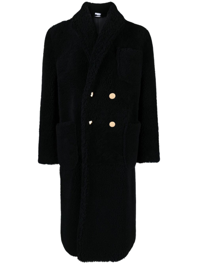 Thom Browne Shearling Fit 2 Patch Pocket Coat In Blue
