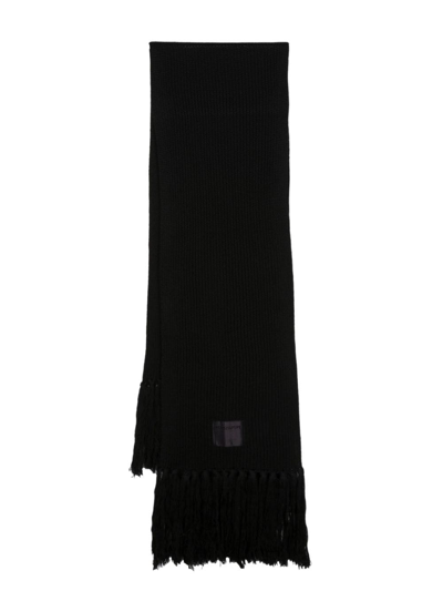 Patrizia Pepe Ribbed-knit Wool Scarf In Black