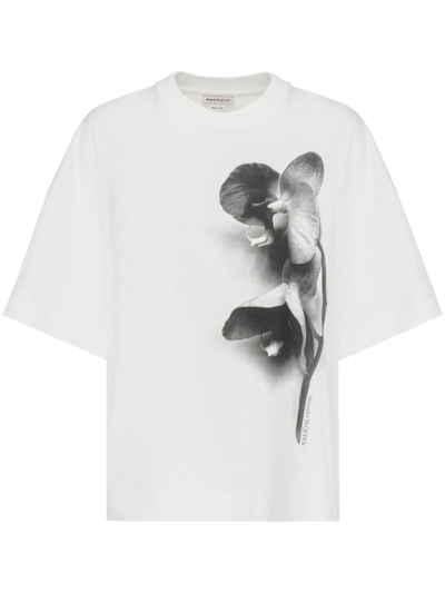 Alexander Mcqueen Seidenschal Mit Orchideen-print In White