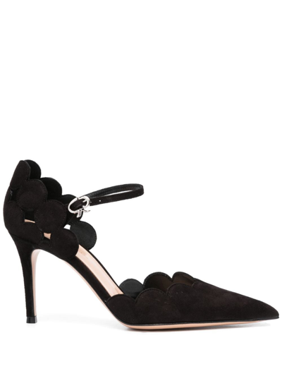 Gianvito Rossi Sleek And Chic Black Suede D'orsay Pumps For Women In Fw23