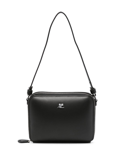 Courrèges Cloud Reflex Leather Shoulder Bag In Schwarz