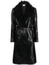 BALLY SHEARLING-COLLAR LEATHER TRENCH-COAT