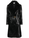 Bally Shearling-collar Leather Trench-coat In Black