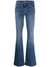 Mother Womans The Weekender Mini Flare Blu Denim Jeans In Blue